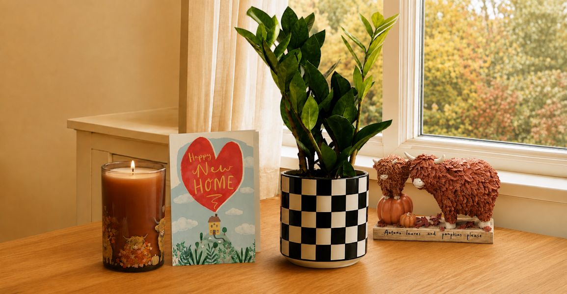 Free card with new home gifts or flowers