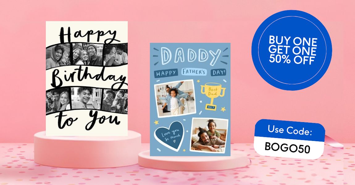 Buy One Get One 50% Off On Cards!