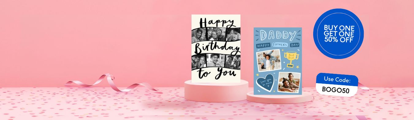 Buy One Get One 50% Off On Cards!