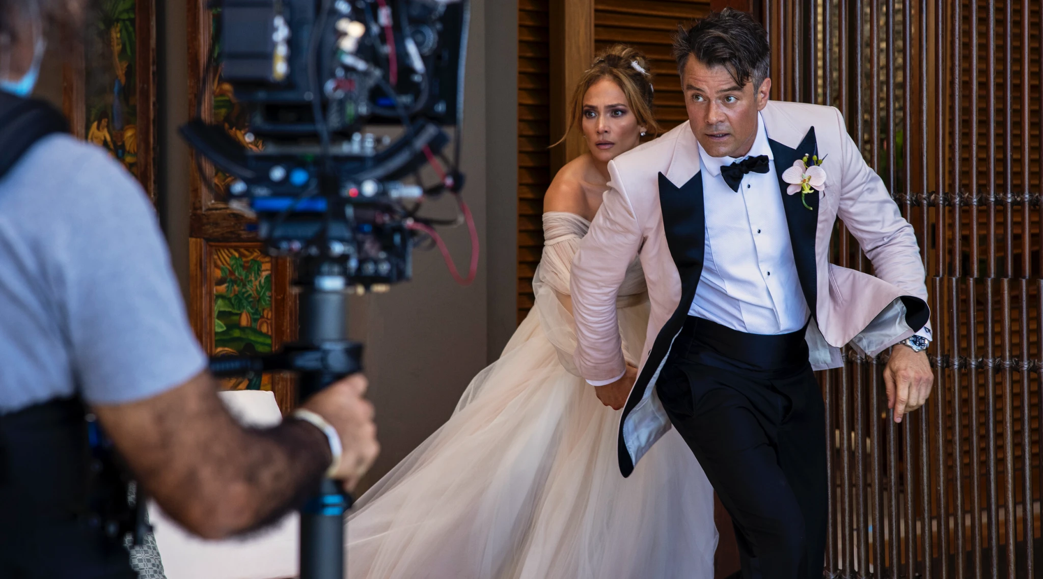 Go Behind the Scenes on 'Shotgun Wedding': 'We Lost a Couple Shots to Jennifer Coolidge Making Jennifer Lopez Laugh' (Exclusive)
