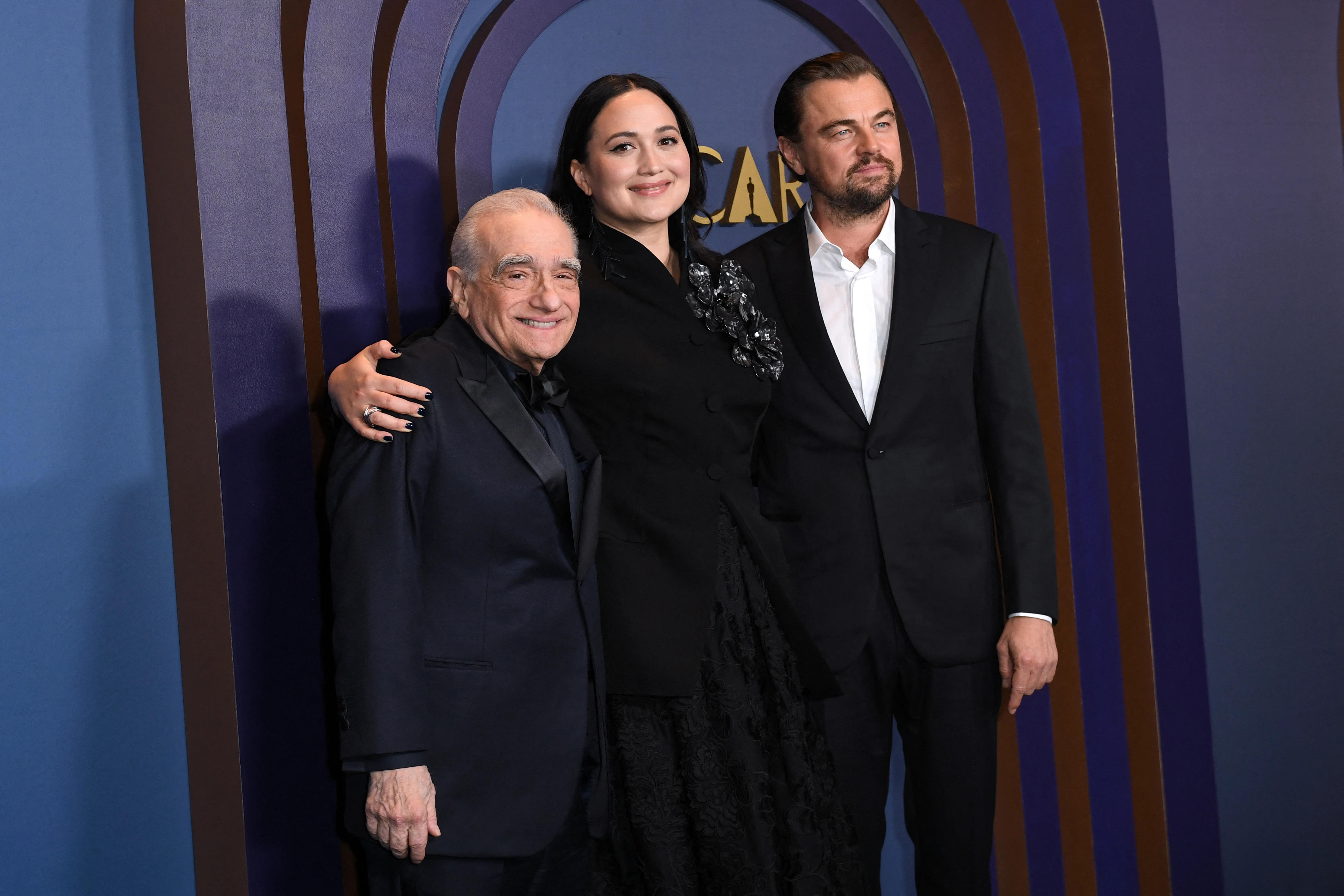 Martin Scorsese, Lily Gladstone and Leonardo DiCaprio