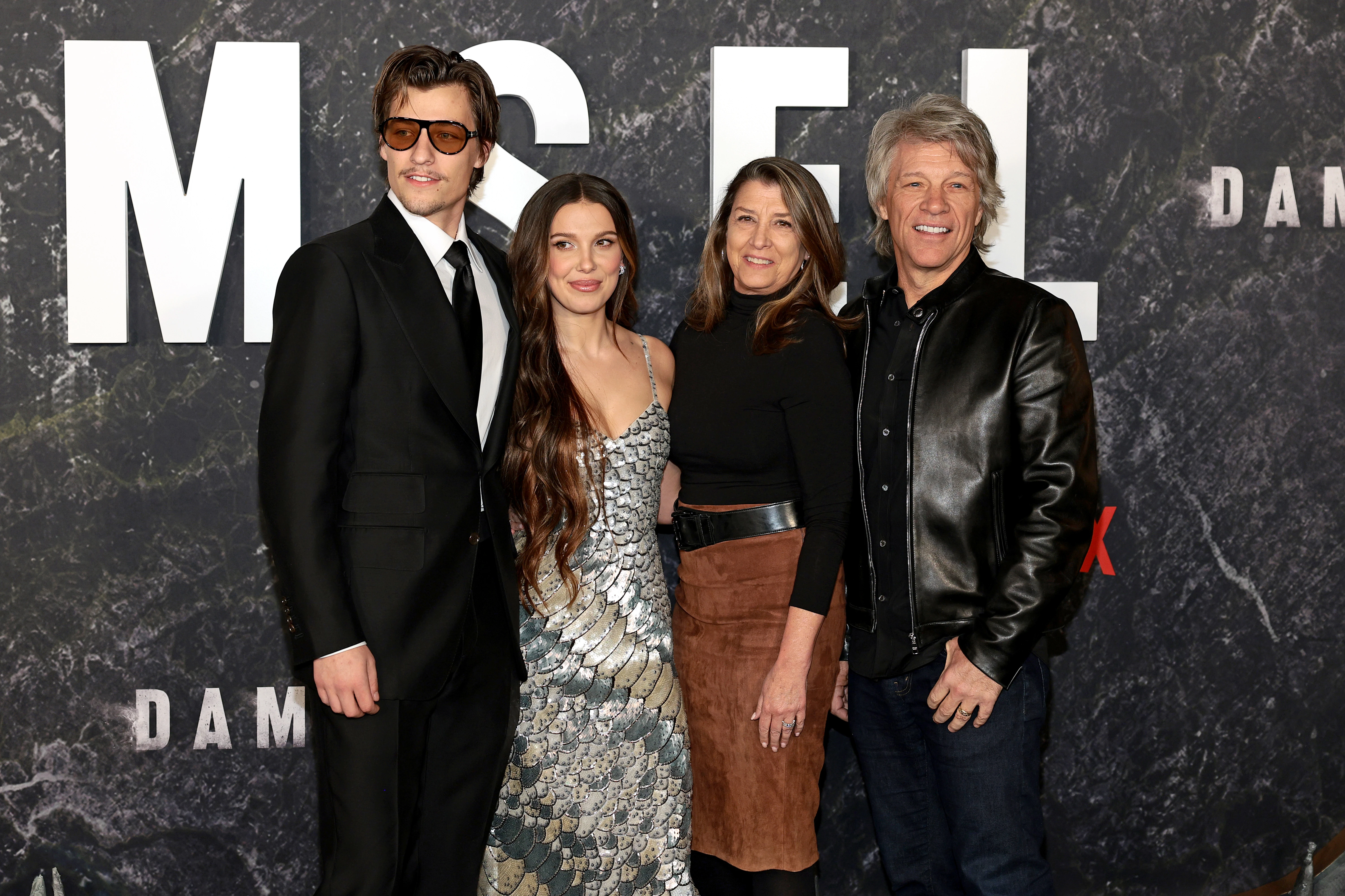 Jake Bongiovi, Millie Bobby Brown, Dorothea Hurley and Jon Bon Jovi