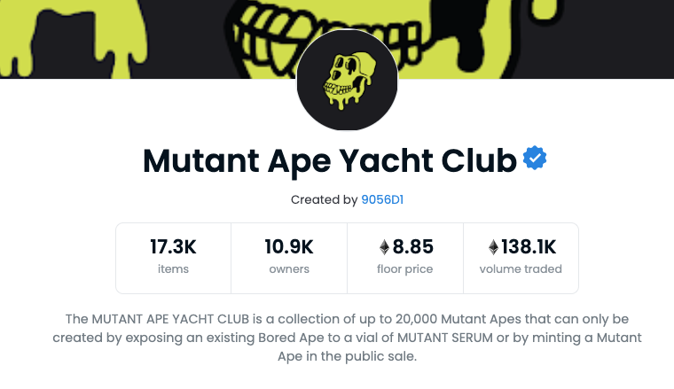 Mutant Ape Yacht Club 2021 Floor Price