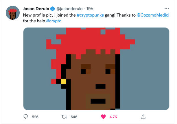 Jason Derulo CryptoPunks Purchase 