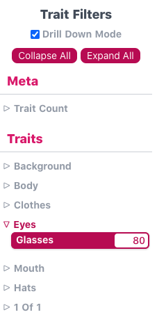 Trait Filters Rarity Tools