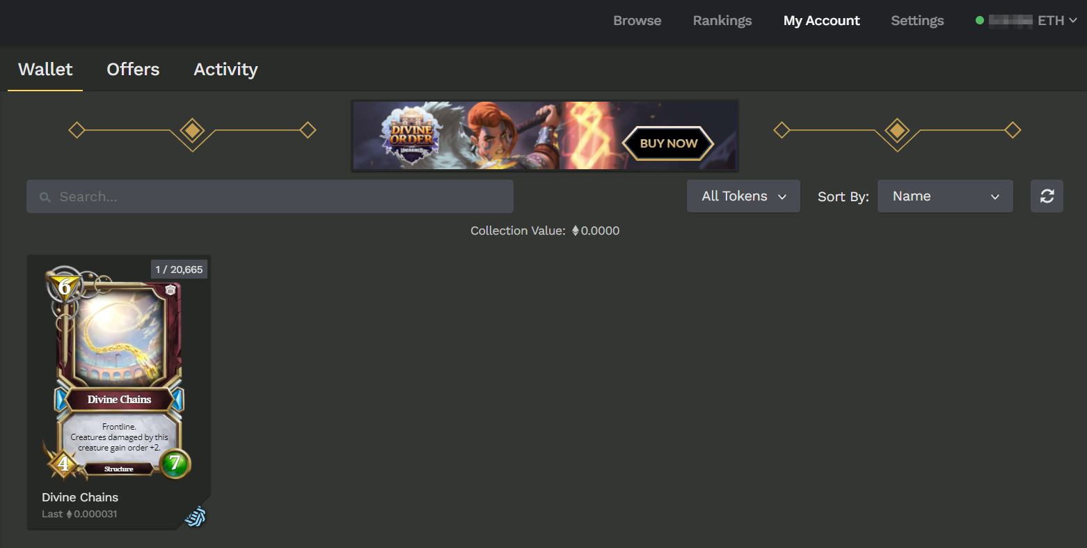 My Account Divine Chains Screenshot