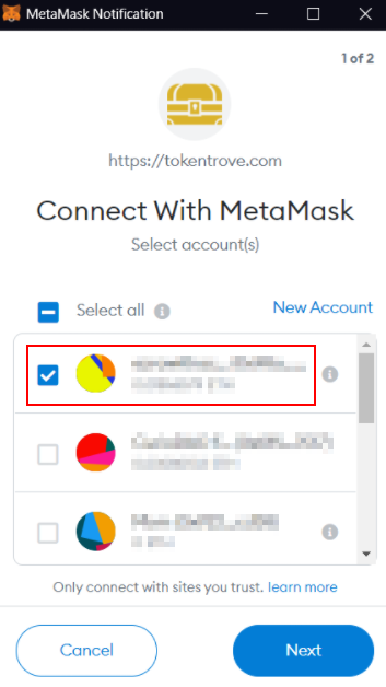 Selecting MetaMask Account
