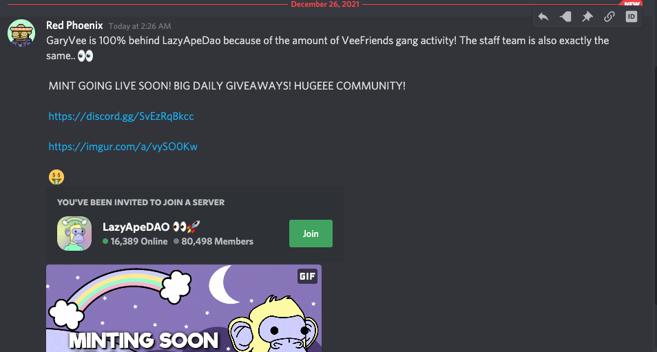 Discord NFT Scam Message 