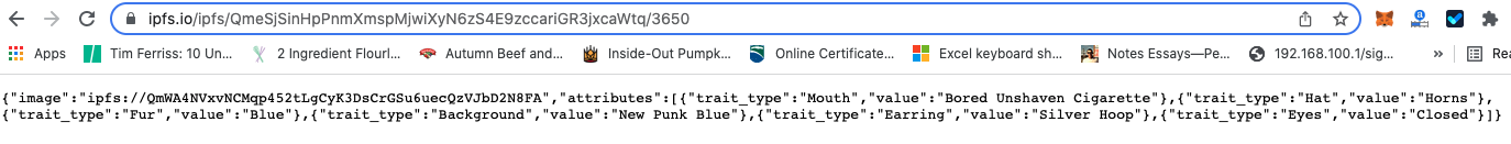 Meta Data Example from IPFS