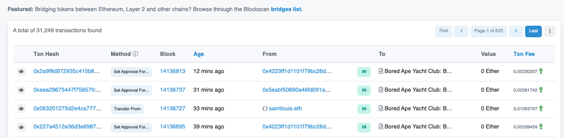Earliest Transactions - Etherscan 