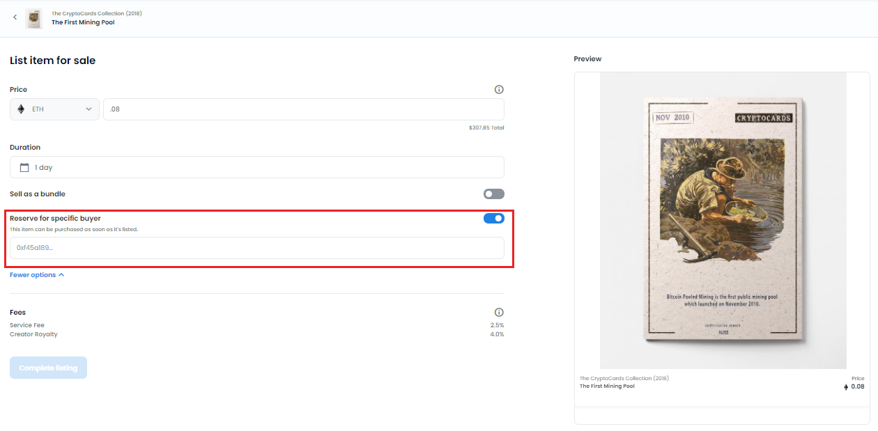 Private Sale on OpenSea