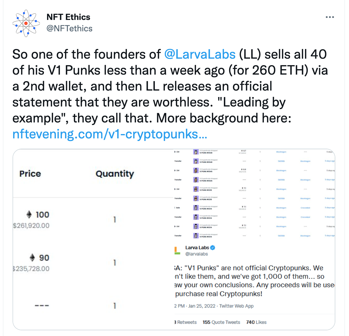 Larva Labs founder sells CryptoPunks 