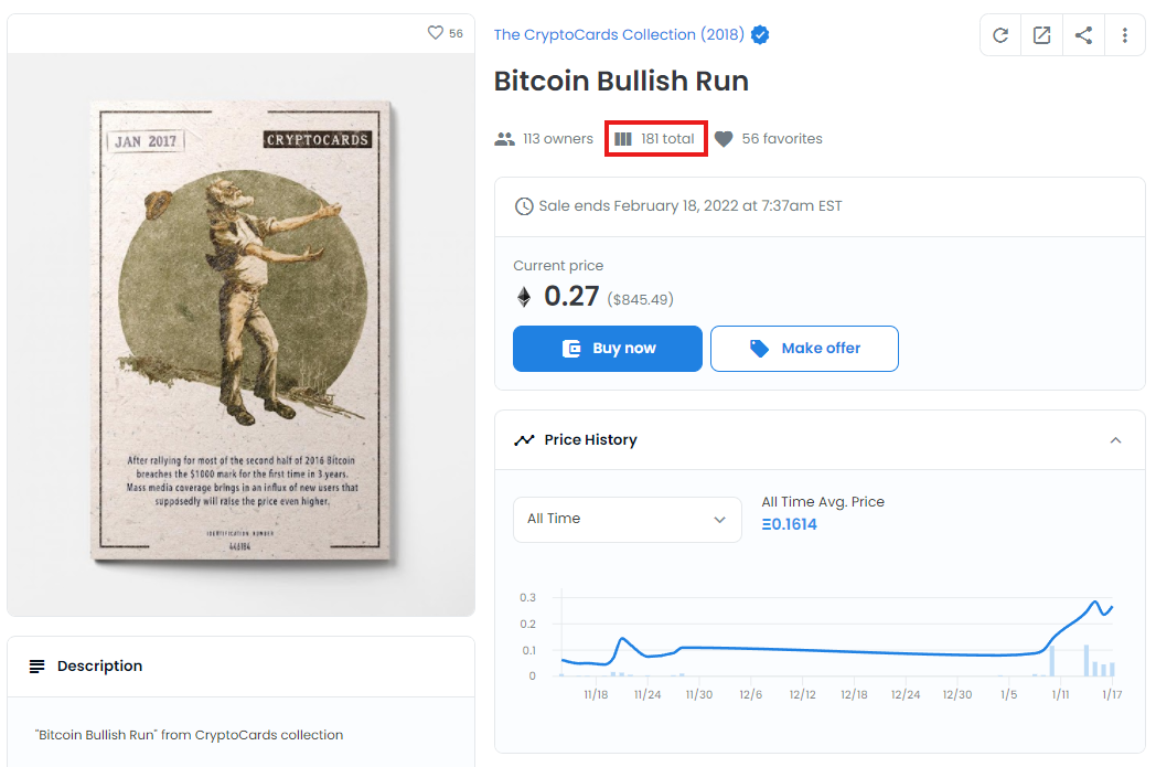 The CryptoCards - Bitcoin Bullish Run Total Wrapped Supply