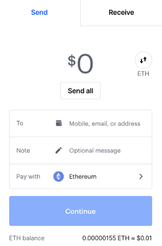 Send Ethereum from Coinbase 