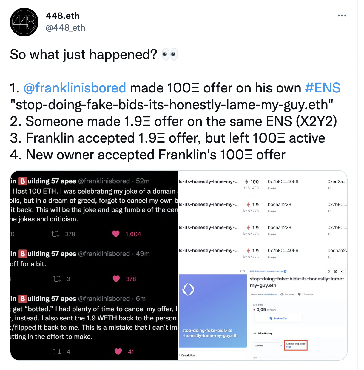 100 ETH ENS Domain Sale Mistake