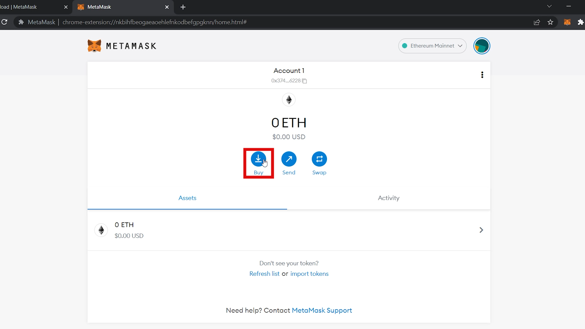 Buy Etheruem Through MetaMask