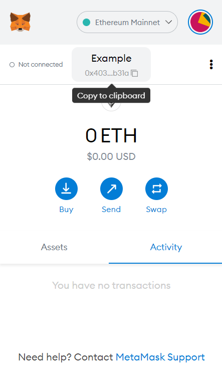 Copying Public Wallet Address In MetaMask