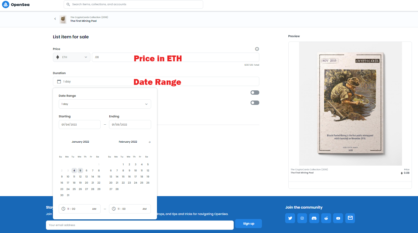 Selling NFT On OpenSea