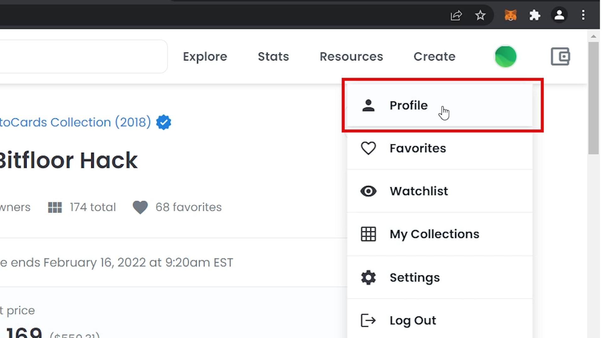 Account Page On OpenSea