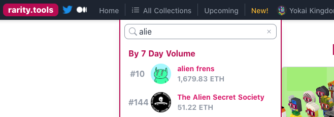 Search Rarity Tools - Alien Frens