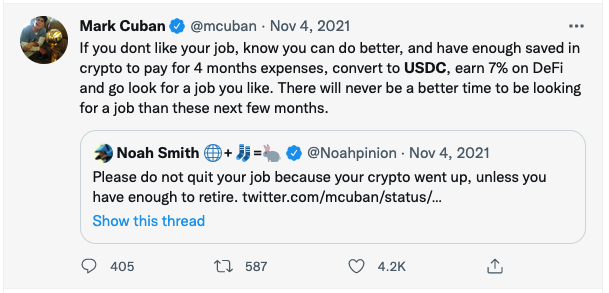 Mark Cuban USDC Tweet
