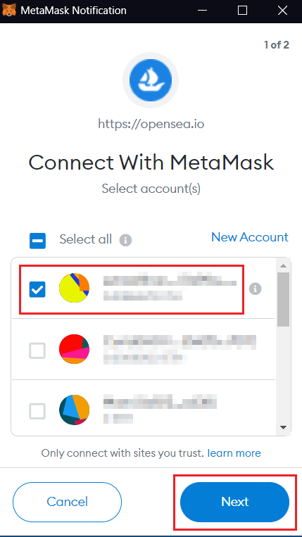 Connecting MetaMask Account to OpenSea