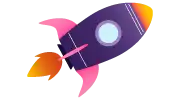 Colorful rocket icon with a purple body and pink fins, symbolizing ultra-fast wifi connectivity and speed.