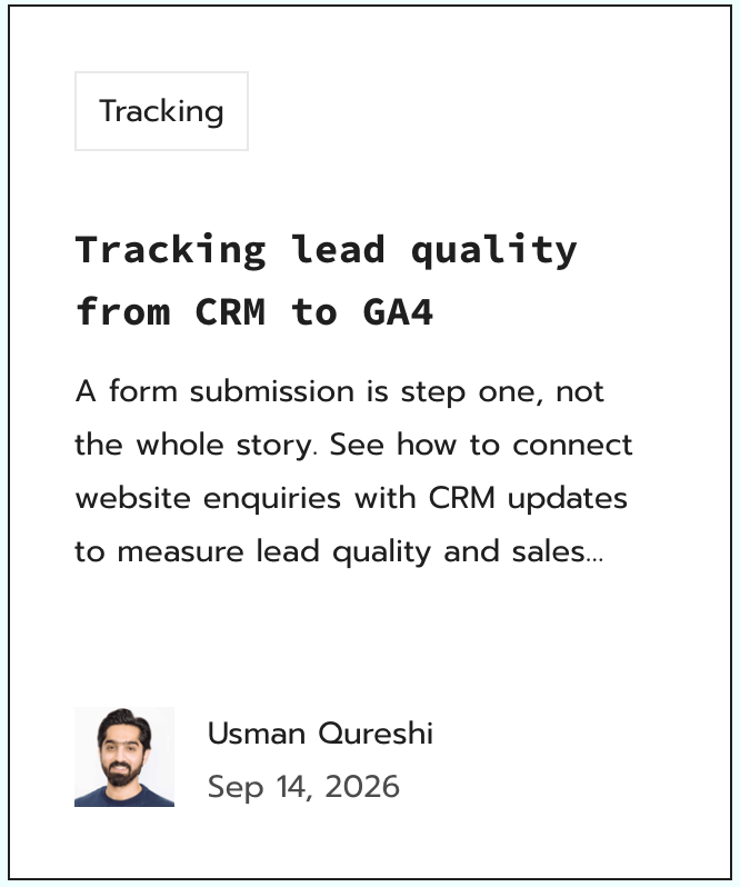 Tracking lead quality from CRM to GA4