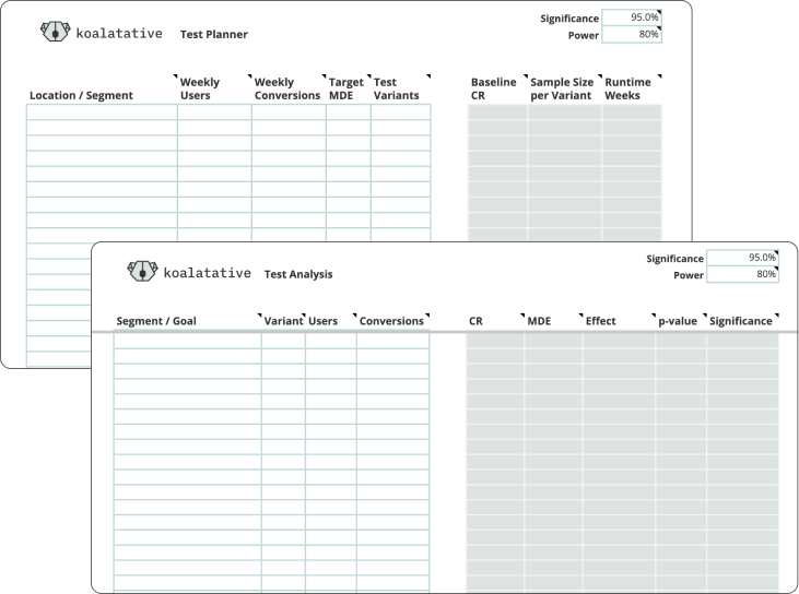 Test planning and analysis templates