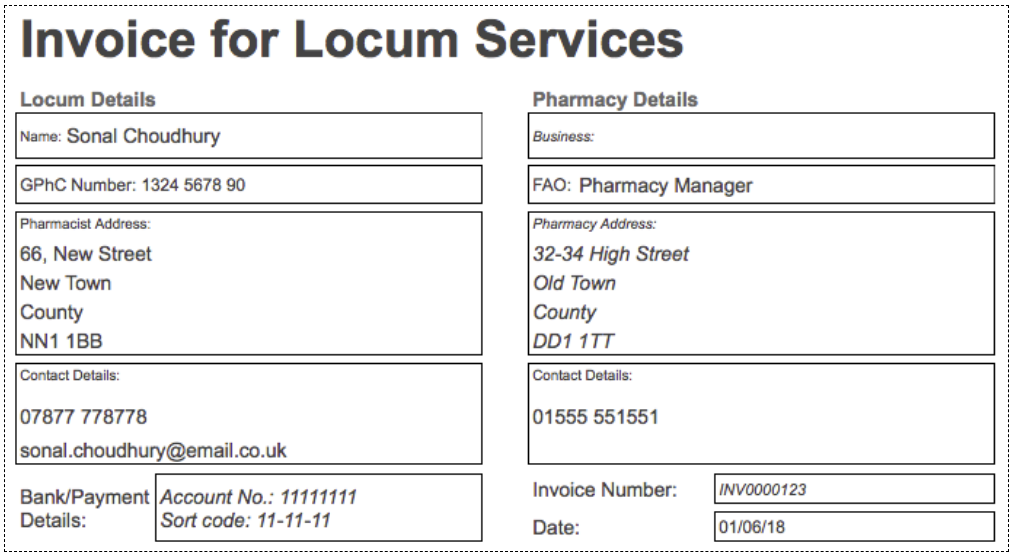 locum pharmacist invoice example  template  locate a locum