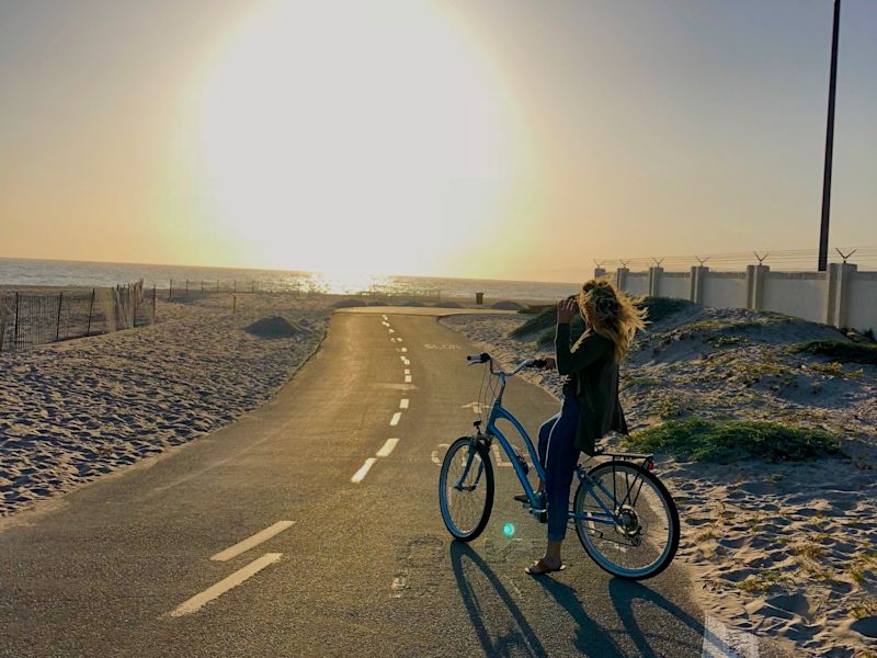 Free spirited girl on a bike