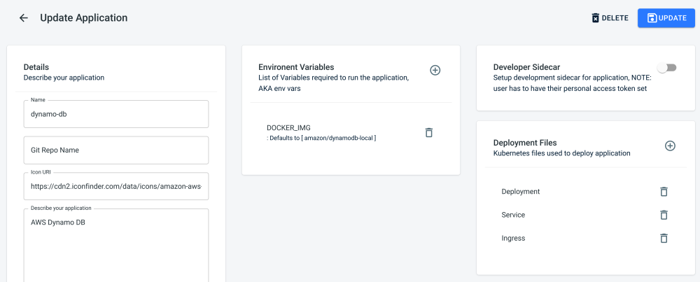 <i>The application template view</i>