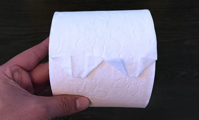 Valley fold of toilet paper edge
