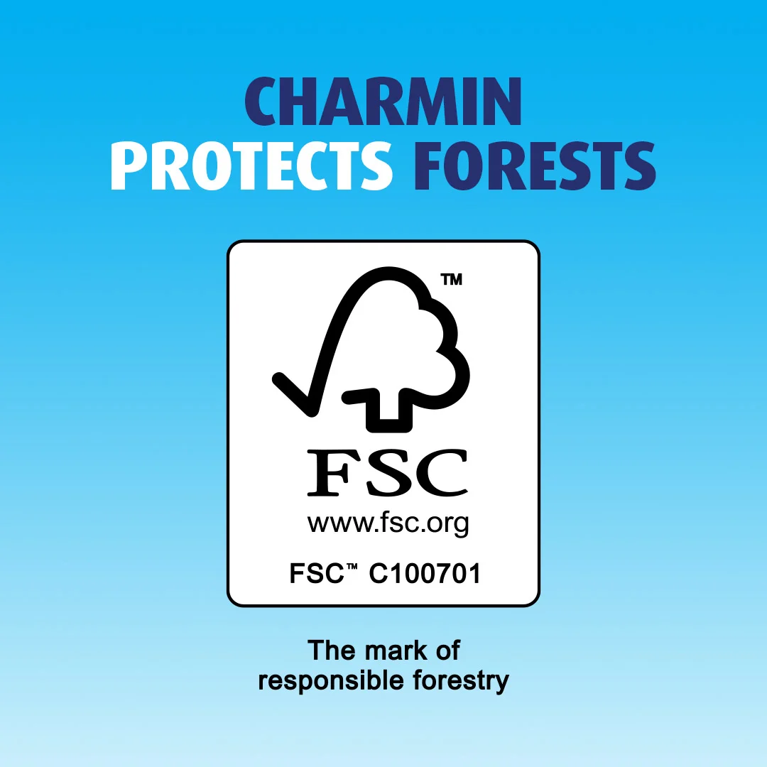 Charmin uses pulp certified by the Forest Stewardship Council