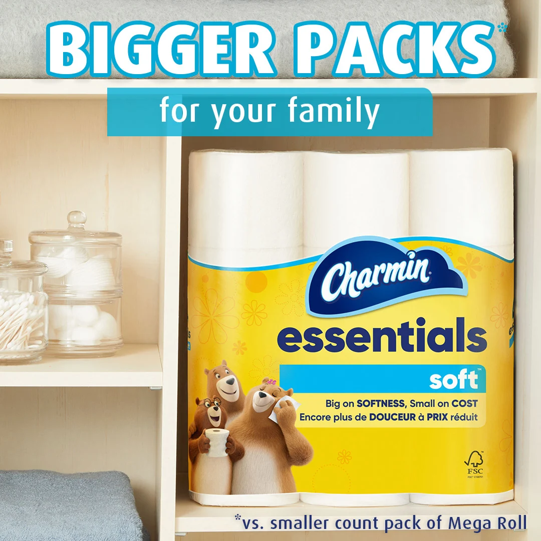 Essentials Soft pack tucked into a bathroom cabinet