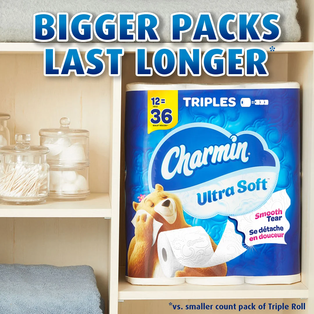 Ultra Soft pack tucked into a bathroom cabinet