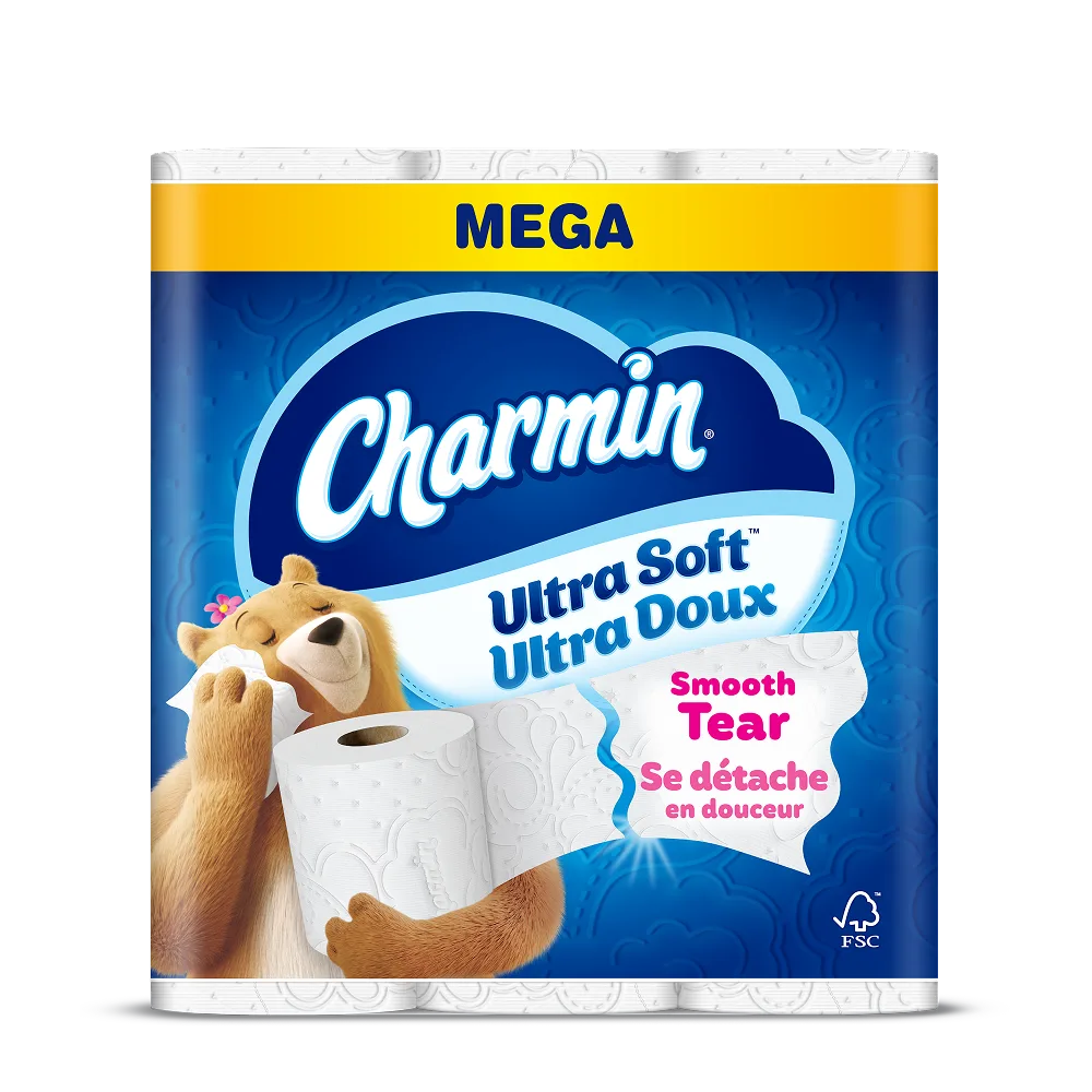 Emballage de rouleaux Méga Ultra Soft à bordure ondulée qui se détache en douceur