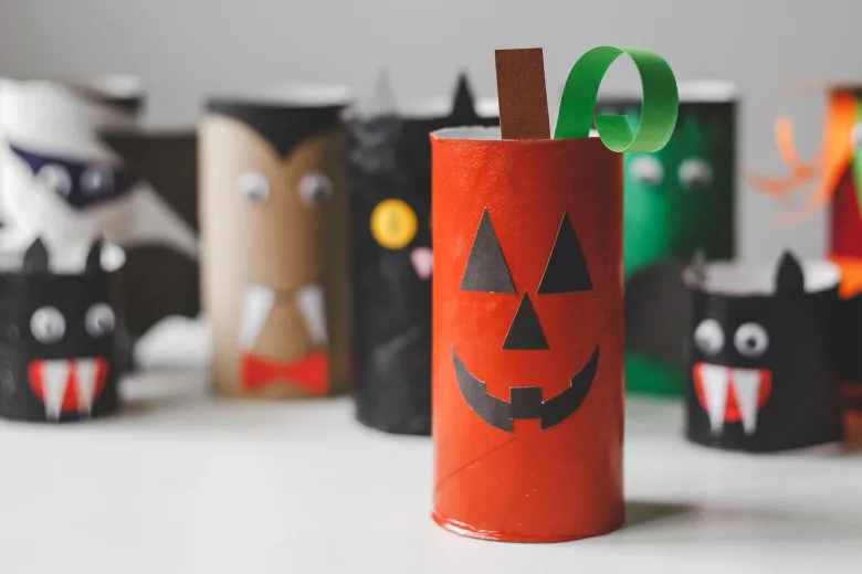 Completed pumpkin toilet paper roll
