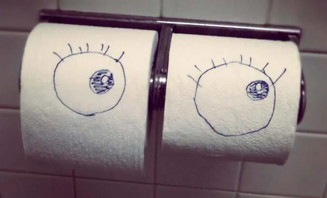 Toilet Paper with drawn on eyeballs