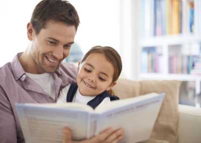 Father and child reading