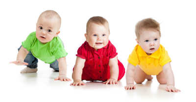 Three babies crawling