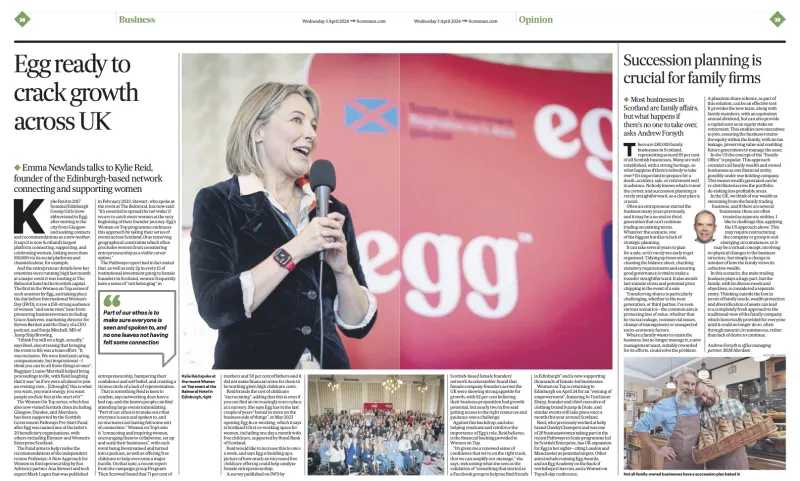 egg's press success! Our feature in The Scotsman spotlights our mission to empower women