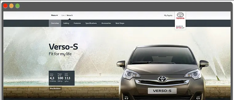 Toyota CMS top navigation
