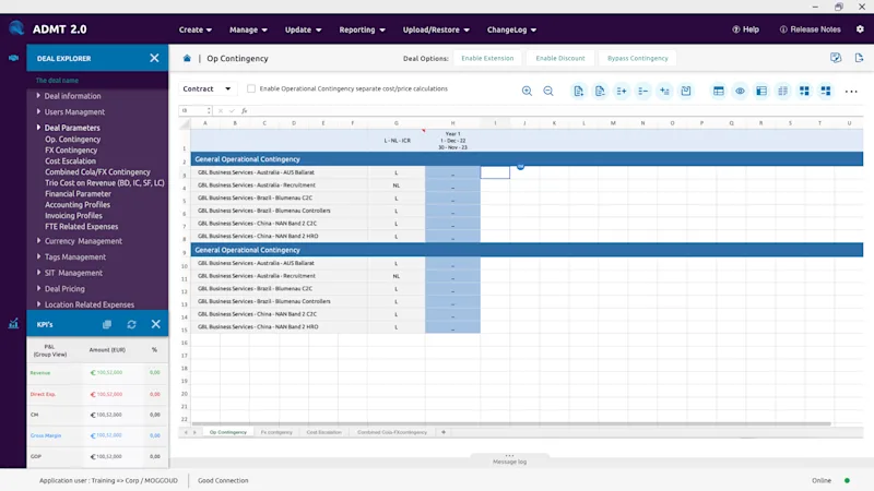 Capgemini Redesign — Deal Parameters - Op Contingency