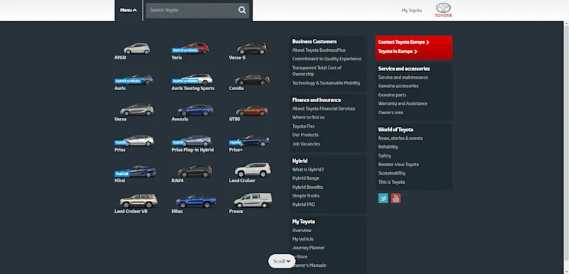 Toyota CMS navigation menu component