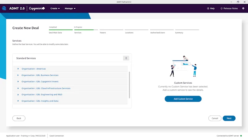 Capgemini Redesign — Deal Creation - Services
