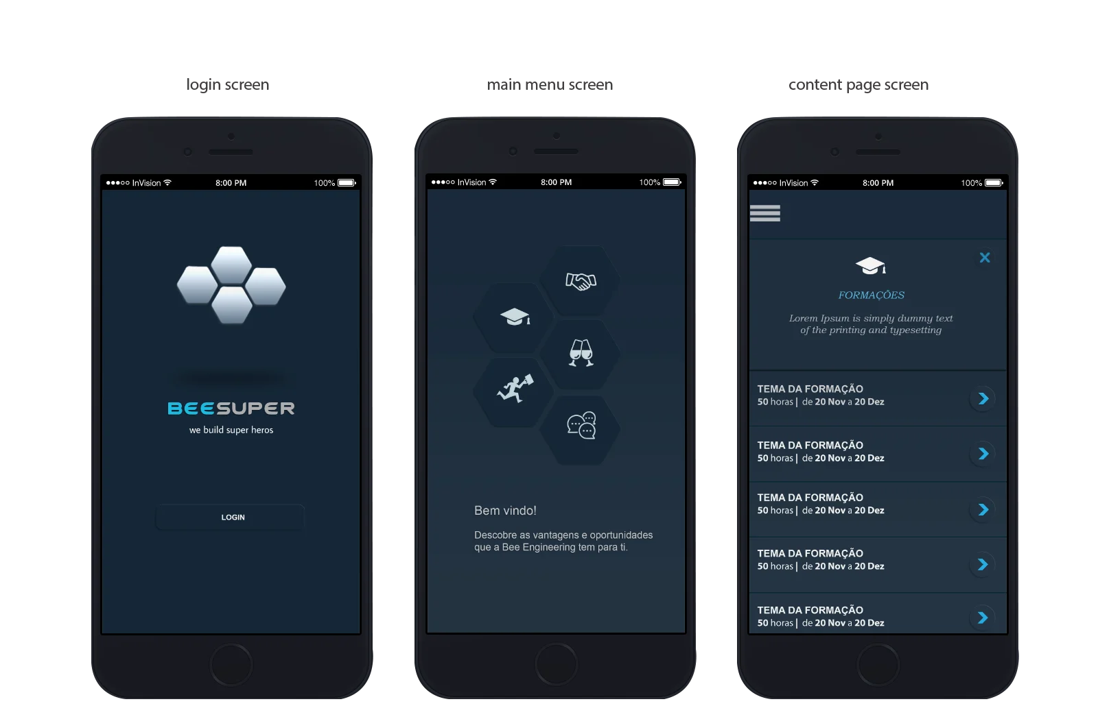 BEESUPER App — Main Interfaces
