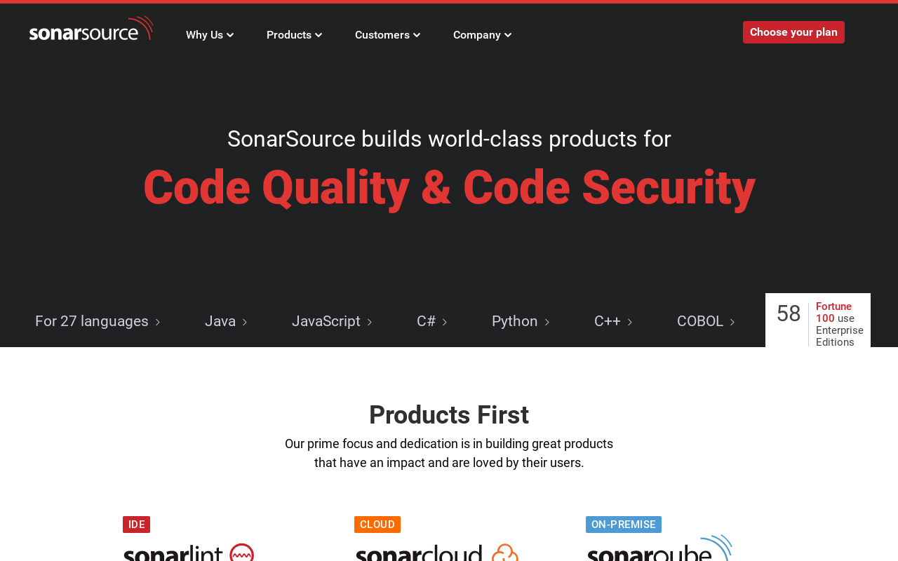 Product screenshot of Sonarsource