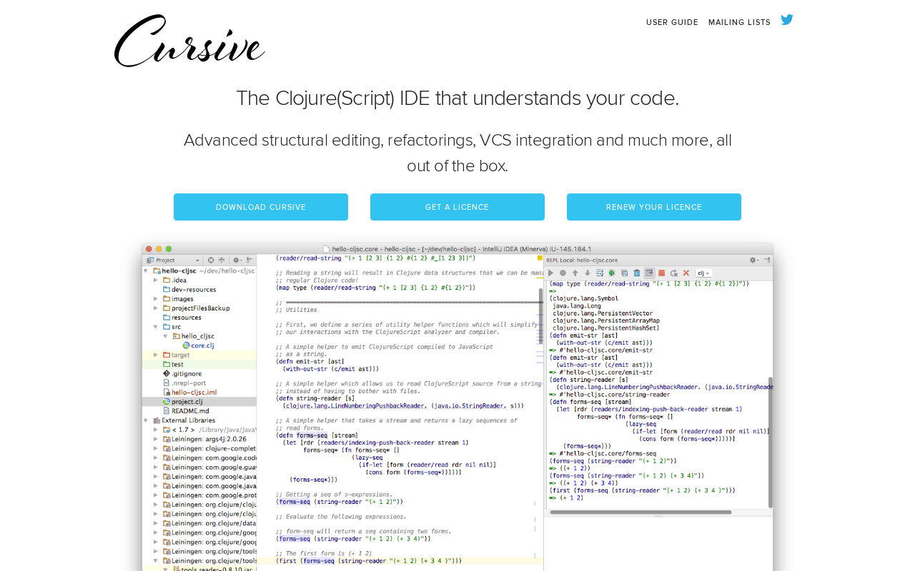 Product screenshot of Cursive