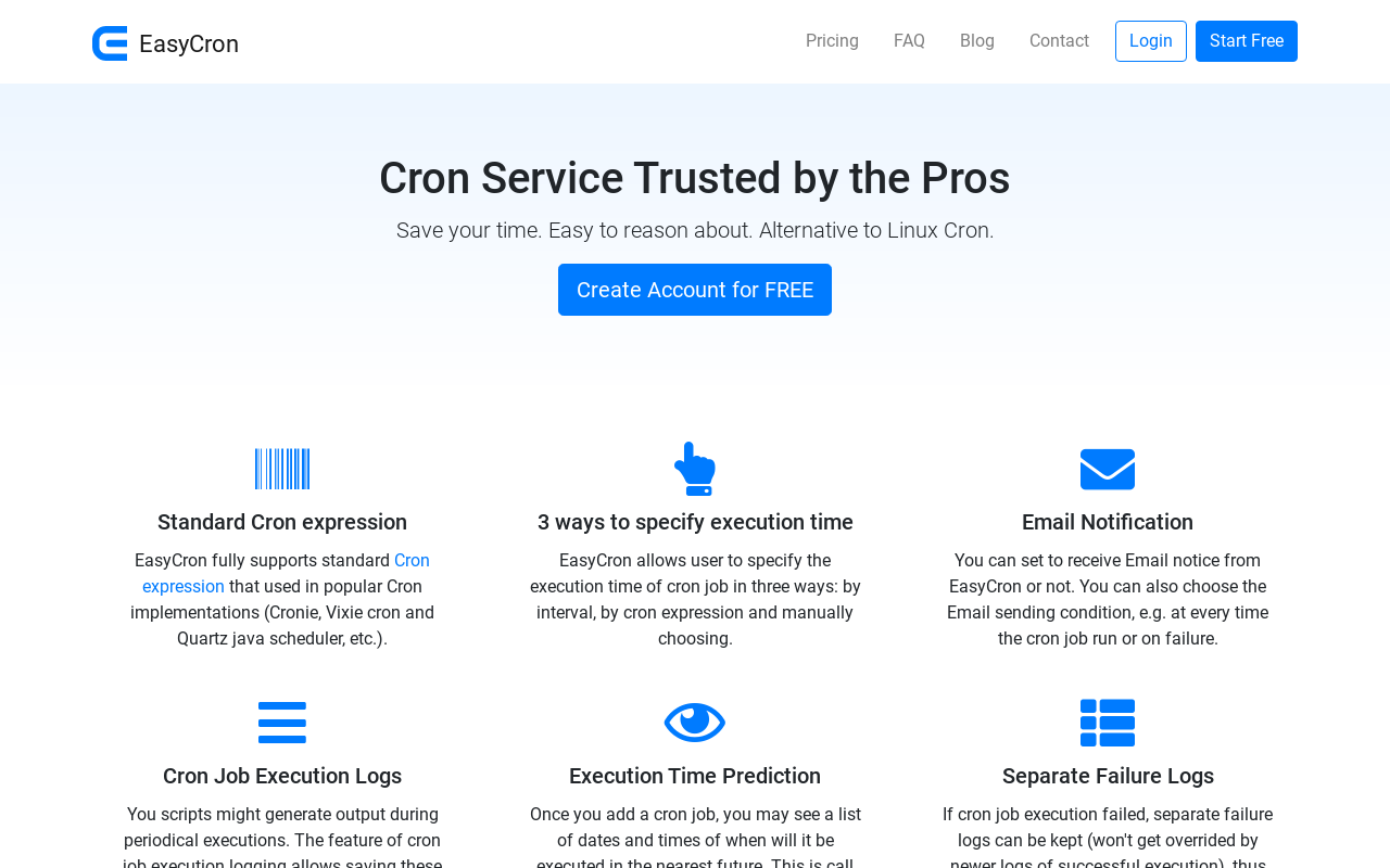Product screenshot of EasyCron
